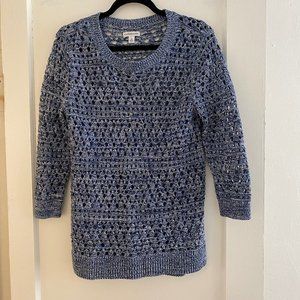 Croft & Barrow Blue Wide Scoop Open Knit Sweater M
